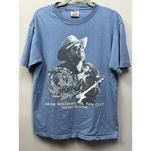 Vintage Hank WIlliams JR Fan Club T-shirt Blue Adult medium Graphic Oneita Power
